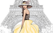 Young Pretty Fashion Model With Hat In Paris