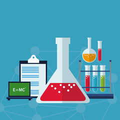 Poster - set laboratory research science vector illustration eps 10