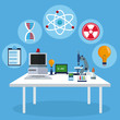 © Jemastock - workspace table laboratory equipment biology vector illustration eps 10