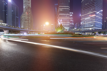 Canvas Print - Shanghai city road light trails