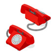 © bigmouse108 - Red Old Phone Set Isometric View. Vector