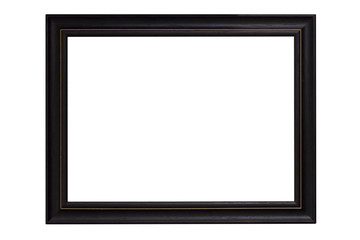 Wall Mural - Black picture frame isolated on white background.