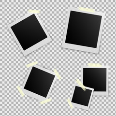 Wall Mural - set of template photo frame with adhesive tape, isolated background
