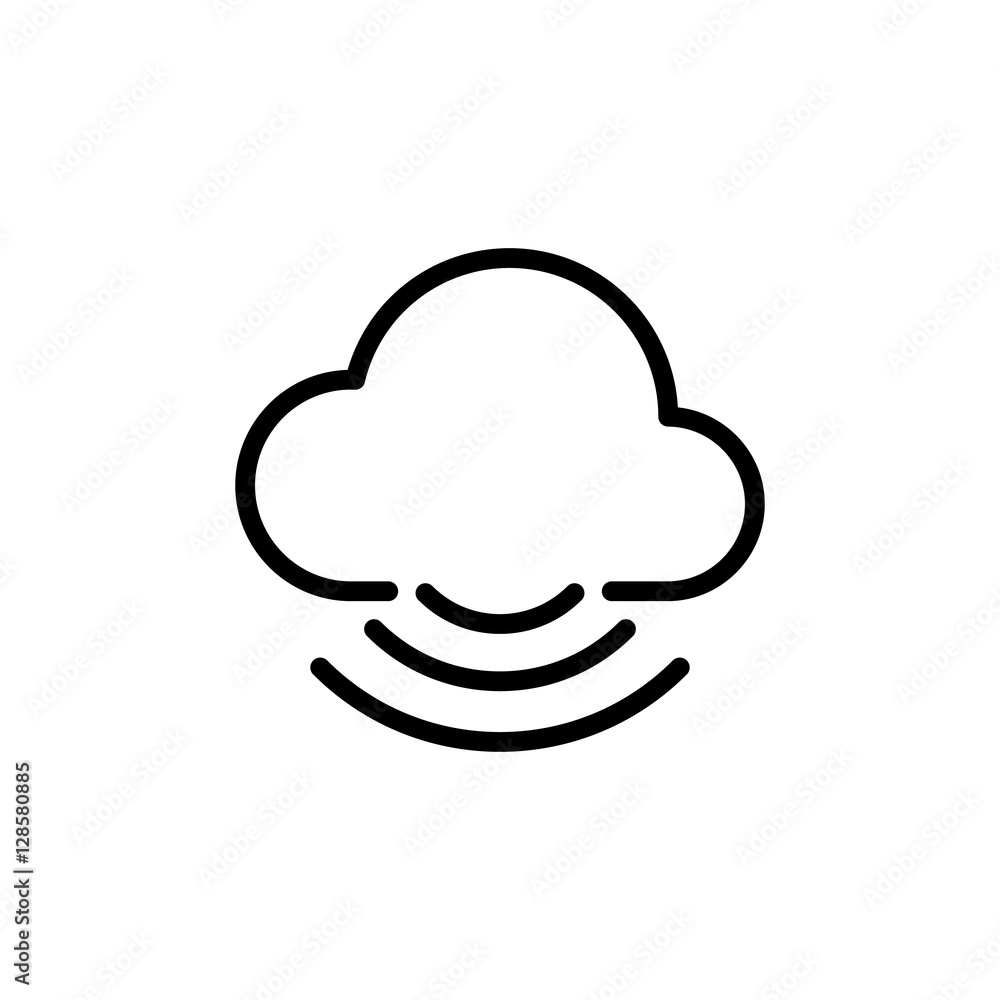 thin line cloud icon on white background Stock Vector | Adobe Stock