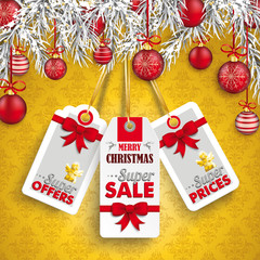 Wall Mural - Christmas Ornaments Baubles Twigs 3 Price Stickers