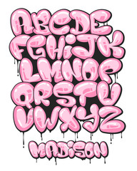 graffiti bubble shaped alphabet set