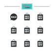 © blankstock - Sale discounts icons. Special offer signs. Shopping bag, price tag symbols. Black flat icons. Classic design. Vector