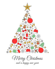 Wall Mural - christmas tree icons background