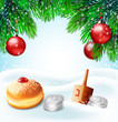 Winter holidays backgrounds.Vector illustration of (jewish holiday) Hanukkah and Christmas, New year.