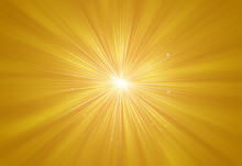Gold Glitter Sparkles Rays With Bokeh Fractal Radial Abstract Background/texture.