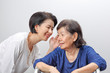© toa555 - Asian elderly woman hearing loss , Hard of hearing.