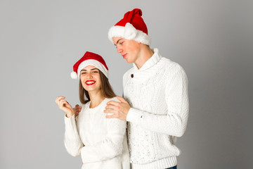 couple celebrate christmas in studio