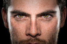 Conviction Focused Determined Passionate Confident Powerful Eyes Stare Intense Athlete Exercise Trainer Male
