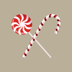 Vector set of two red and white candy sweets