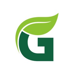 Wall Mural - letter g and leaf logo vector