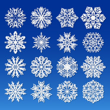Big Snowflakes Set For Winter And Christmas Theme