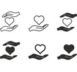 © lovemask - Heart in hand icon set.