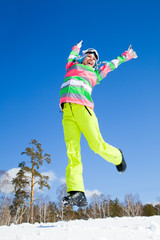 Sticker - young woman in winter day