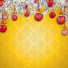 Wall Mural - Christmas Golden Ornaments Baubles Twigs