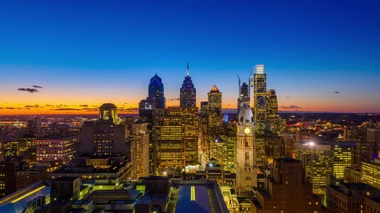 Fototapete - Philadelphia, Pennsylvania, USA Skyline time lapse.
