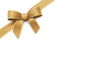 Wall Mural - golden ribbon with bow - corner