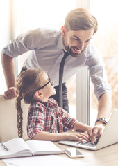 Sticker - Handsome businessman and his daughter