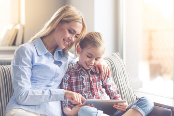 Wall Mural - Mom and daughter