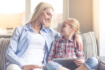 Wall Mural - Mom and daughter