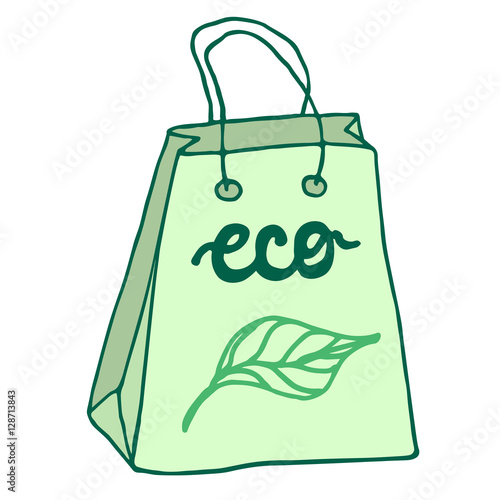 Eco friendly bag with handles. Reusable package.