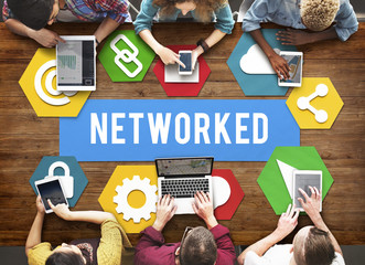 Poster - networked networking internet connection concept