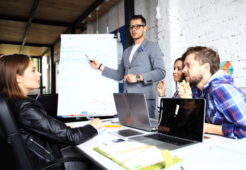 Canvas Print - Cheerful businessman discussing a new business project