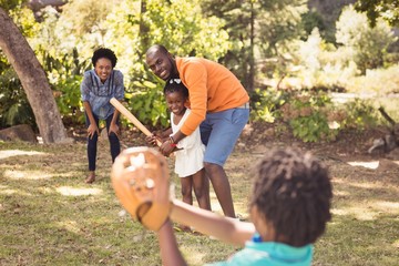 Happy family having fun 