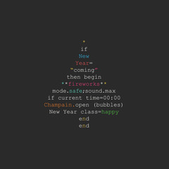 christmas tree made of programming code in ruby language