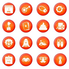 Wall Mural - April fools day icons vector set of red circles isolated on white background