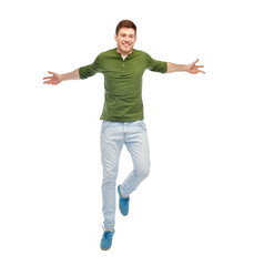 Sticker - smiling young man jumping in air