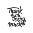 Thank you very much - hand drawn lettering phrase isolated on the white background. Fun brush ink inscription for photo overlays, greeting card or t-shirt print, poster design.