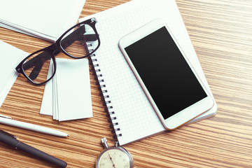 Smartphone on wooden table