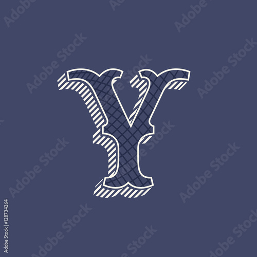 Y letter logo in retro money style with line pattern. - kaufen Sie diese Vektorgrafik und finden ...