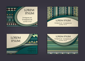 business card or visiting card template with boho style pattern background.corporate identity design. Flyer Layout.