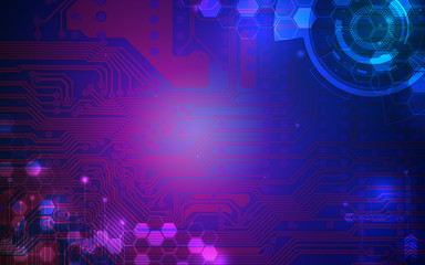 Wall Mural - dark purple and blue technology background and abstract digital tech circle.copy space.