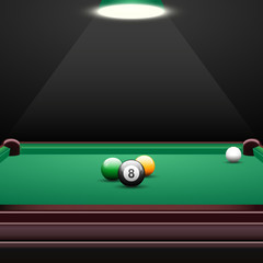 Pool table background with billiards balls, realistic design