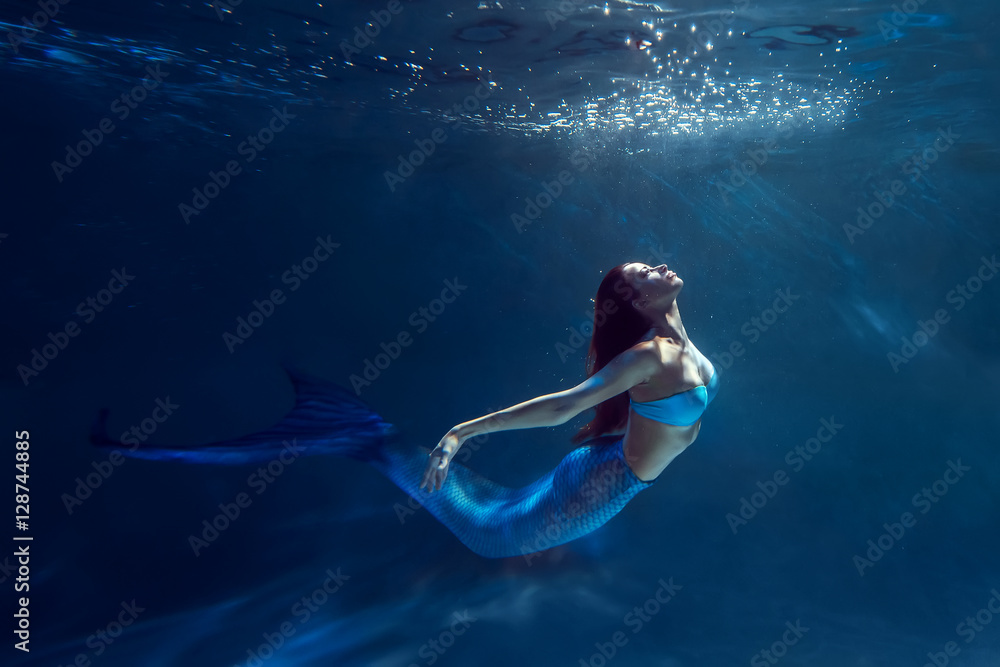 Underwater mermaid - obrazy, fototapety, plakaty 