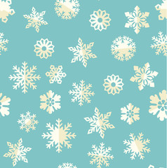 Wall Mural - Vector seamless pattern illustration with abstract snowflakes. Winter background or wallpaper in cold color. Seasonal greeting card cover or wrapping paper concept.