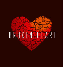 Love Icon Concept. Abstract Broken Heart Symbol. Red Hot Love Pa
