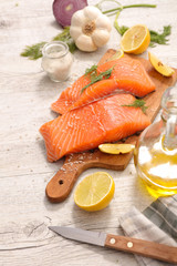 Wall Mural - raw salmon with lemon