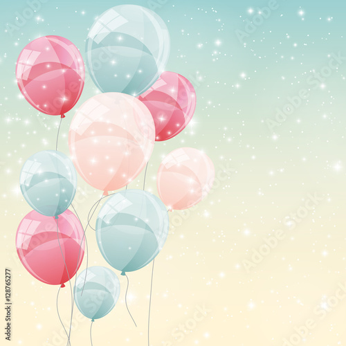 Fototapeta Color Glossy Balloons Background Vector Illustration