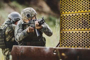 Wall Mural - military rangers stormed the building