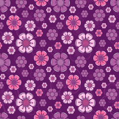 Wall Mural - Fashion pattern with flowers in retro colors