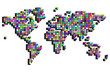 © ThomasLENNE - world map square pixels random colored