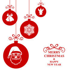 Sticker - Christmas card with hang decorative balls